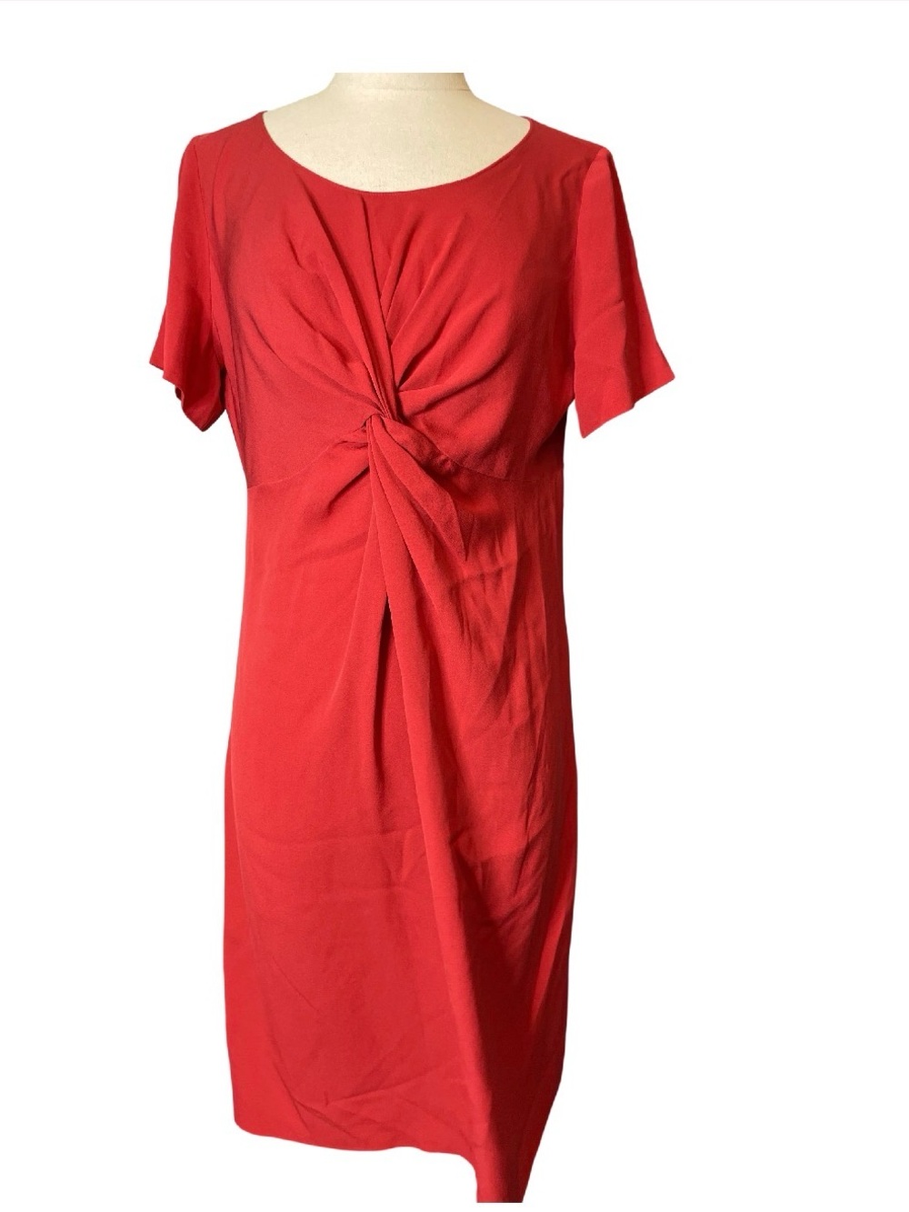 Moschino Cheap and Chic Silk Red Twist-Knot Short Sleeve Dress Size 8